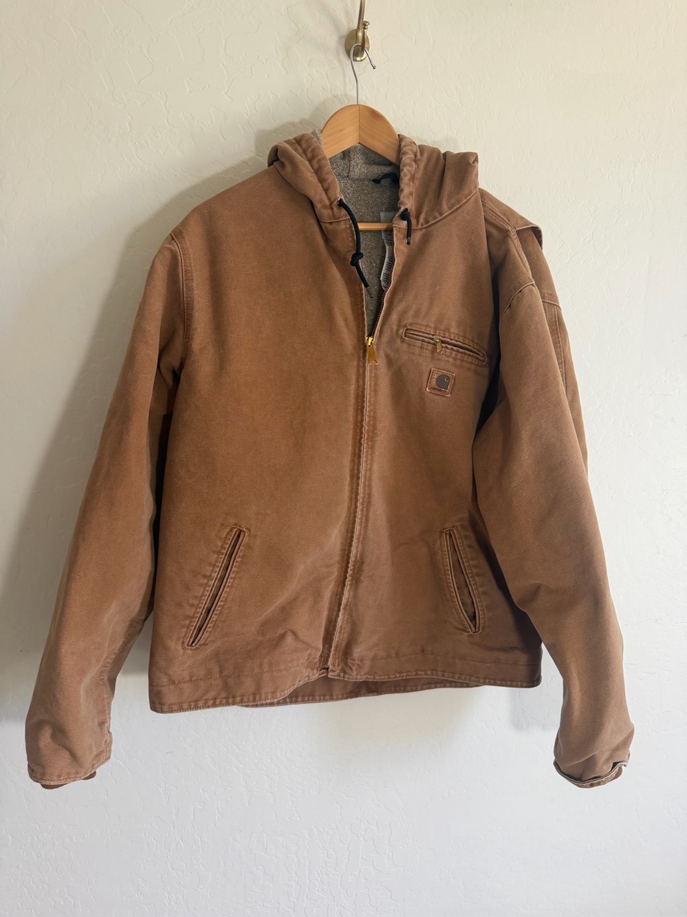 Vintage Carhartt J141 BRN Sandstone Duck Sherpa Lined Active Jacket XL Brown